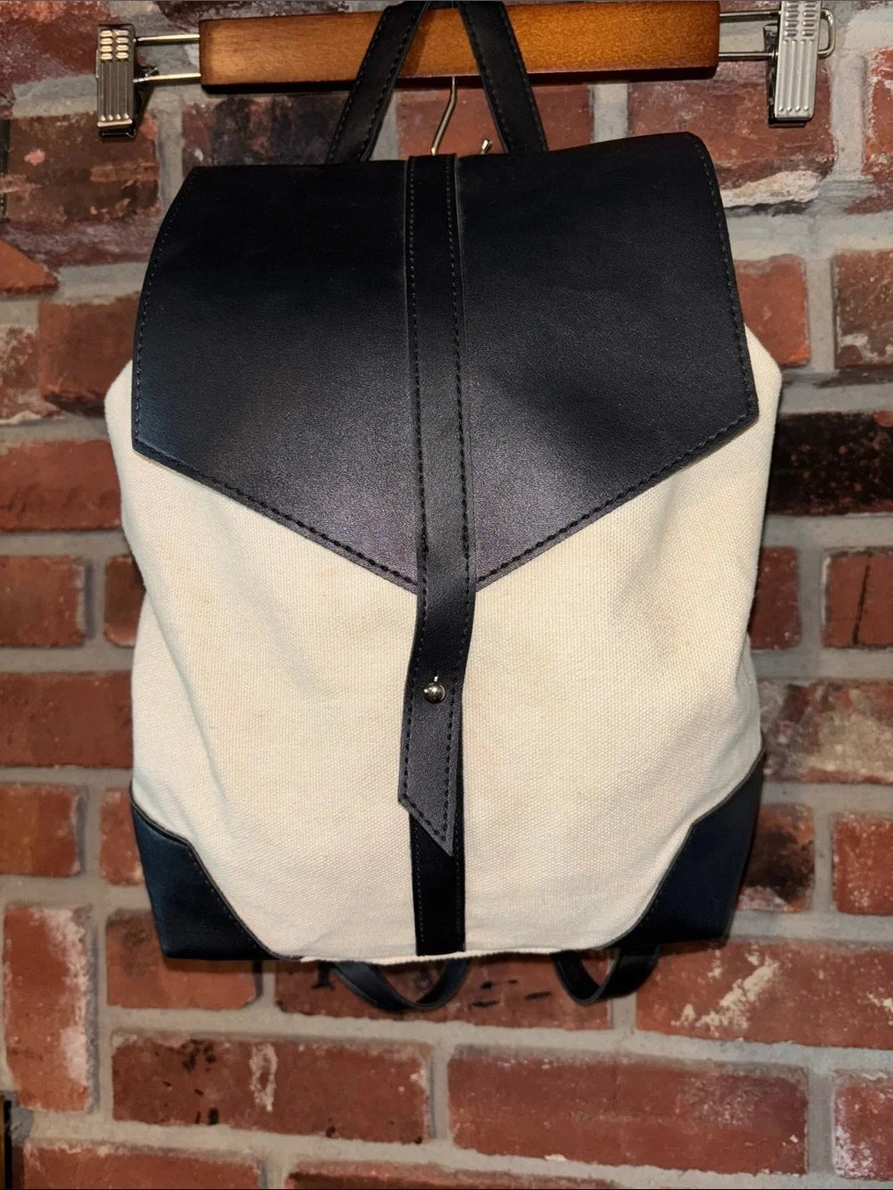 Deux Lux Demi Two-Tone Cream and Black Mini Backpack